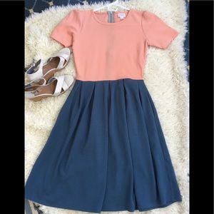NWT LuLaRoe Amelia peach/slade blue dress